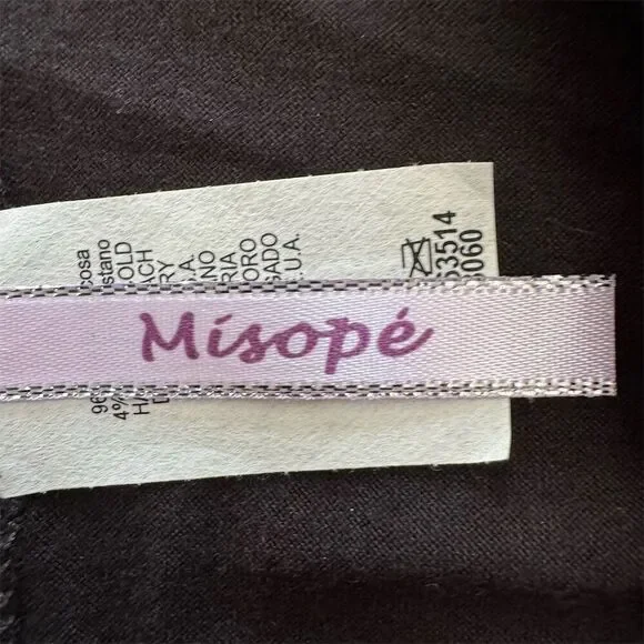 Misopé Black Embellished Asymmetrical Sleeveless Blouse with Gold Rose - Picture 3 of 9